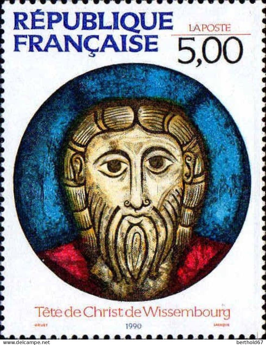 France Poste N** Yv:2637 Mi:2782 Tête De Christ De Wissembourg Vitrail (Thème) - Verres & Vitraux