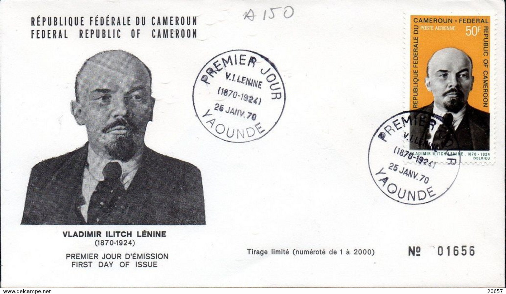 CAMEROUN A 150 Fdc Vladimir Ilitch Lénine URSS Russia - Lenin