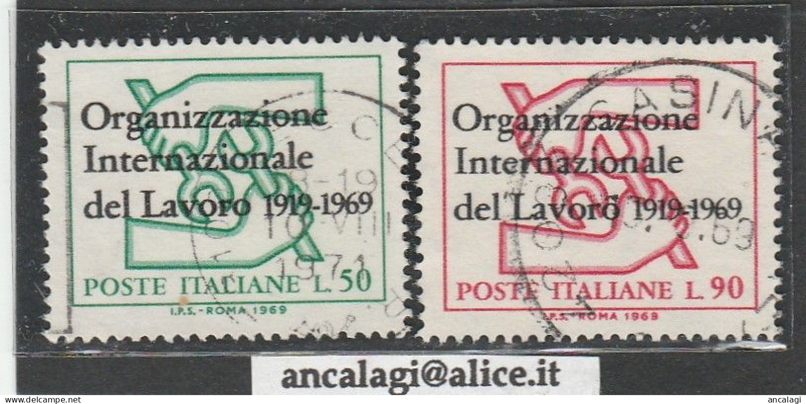USATI ITALIA 1969 - Ref.0251A "ORGANIZZAZIONE DEL LAVORO" Serie Di 2 Val. - - 1961-70: Afgestempeld