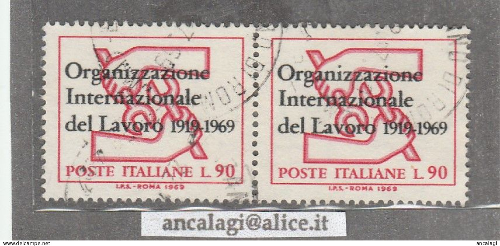 USATI ITALIA 1969 - Ref.0251B "ORGANIZZAZIONE DEL LAVORO" Serie Di 2 Val. - - 1961-70: Afgestempeld