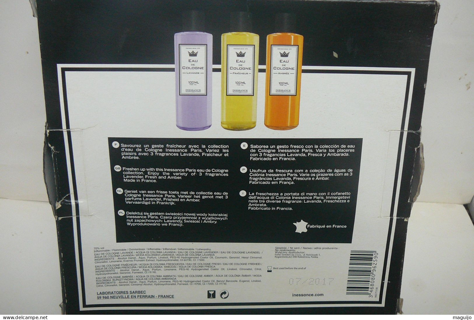 INESSANCE :COFFRET 3 EDC 100 ML  /// PAS NEUF MAIS BON ETAT  GENERAL //MANGOPAY OBLIGATOIRE /// LIRE ET VOIR !! - Miniatures Womens' Fragrances (without Box)