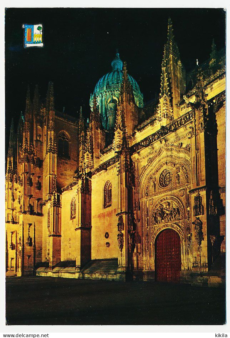 CPSM / CPM Dentelée10.5 X 15 Espagne (127) SALAMANCA  Salamanque Cathédrale Neuve - Vue Nocturne - Salamanca