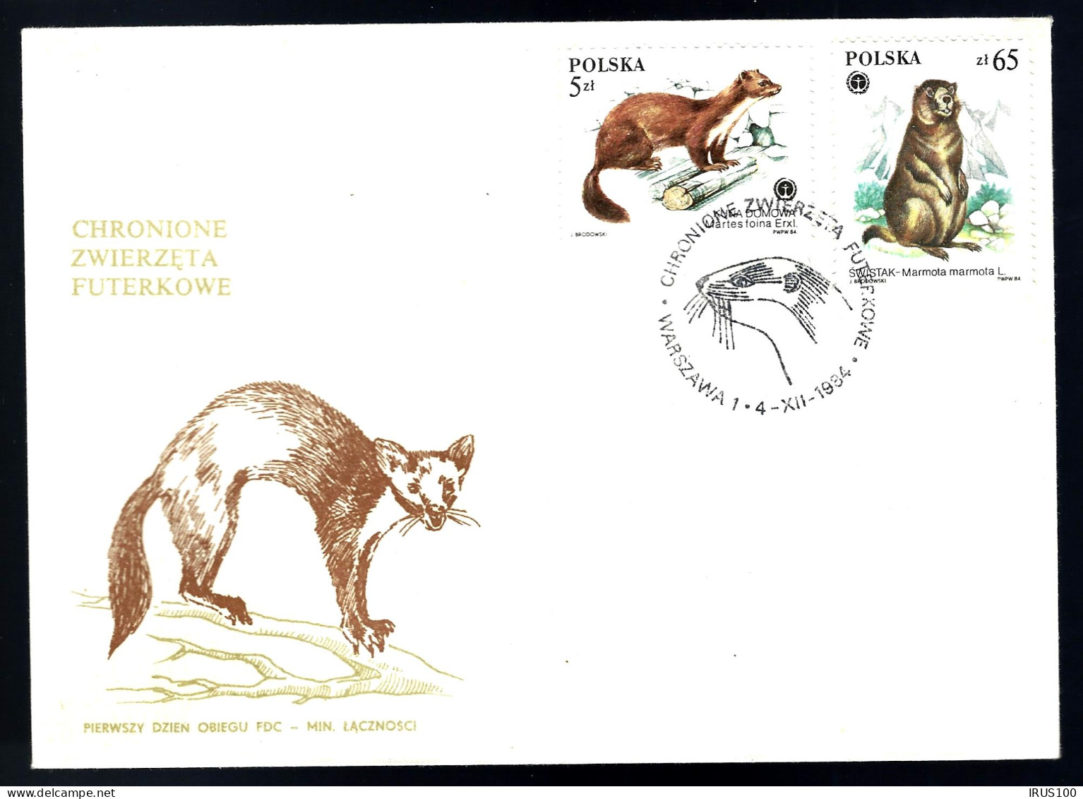 FDC DE VARSOVIE - POLOGNE - RONGEURS - 1984 - 3 ENVELOPPES  - Rodents