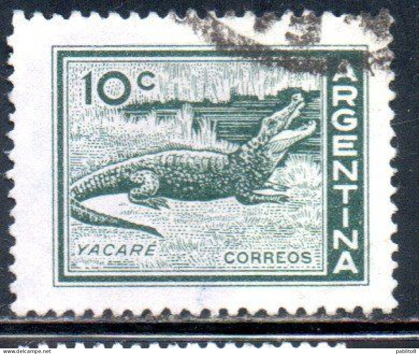 ARGENTINA 1959 1960 FAUNA ANIMALS CAYMAN 10c USED USADO OBLITERE' - Gebraucht