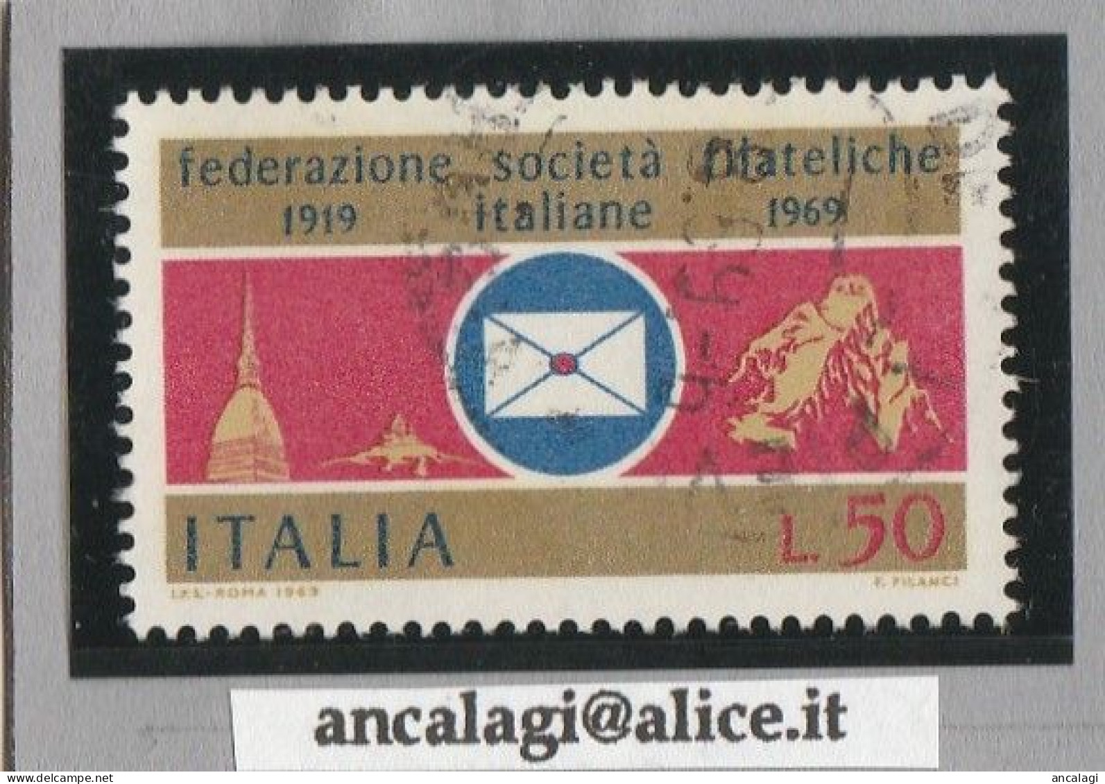 USATI ITALIA 1969 - Ref.0250A "SOCIETA' FILATELICHE" 1 Val. - - 1961-70: Afgestempeld