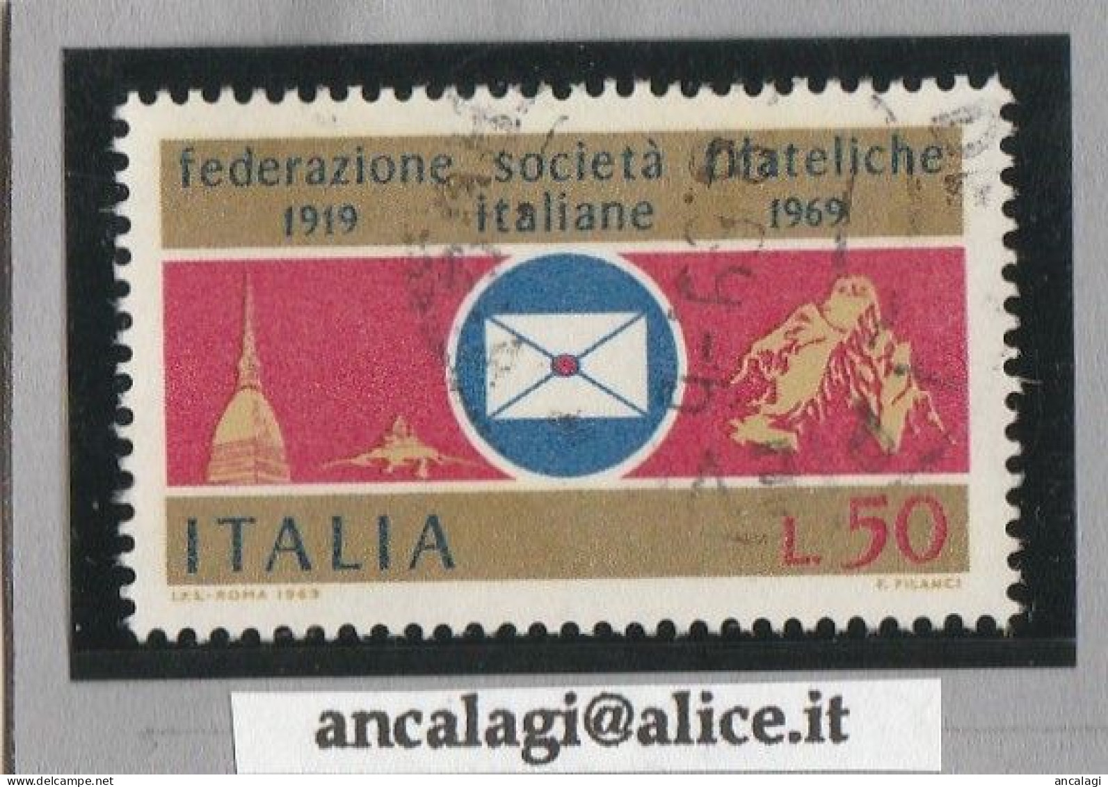 USATI ITALIA 1969 - Ref.0250A "SOCIETA' FILATELICHE" 1 Val. - - 1961-70: Oblitérés