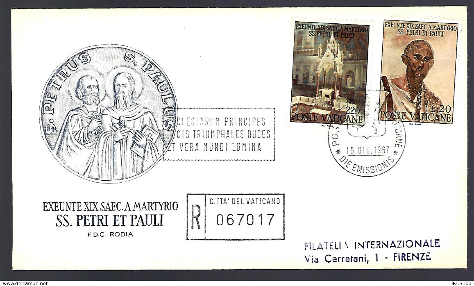 FDC RECOMMANDÉ - 1967 - POUR FIRENZE -  - Covers & Documents