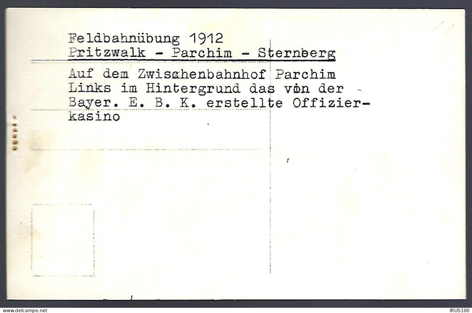 FELDBAHNÜBUNG - PRITZWALK - PARCHIM - STERNBERG - 1912 - Parchim
