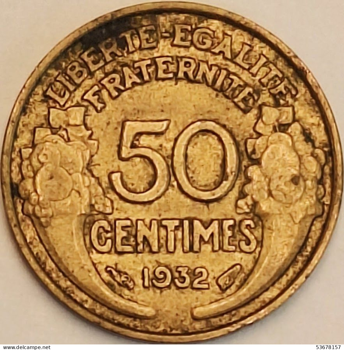 France - 50 Centimes 1932 Open 9, KM# 894.1 (#4044) - 50 Centimes