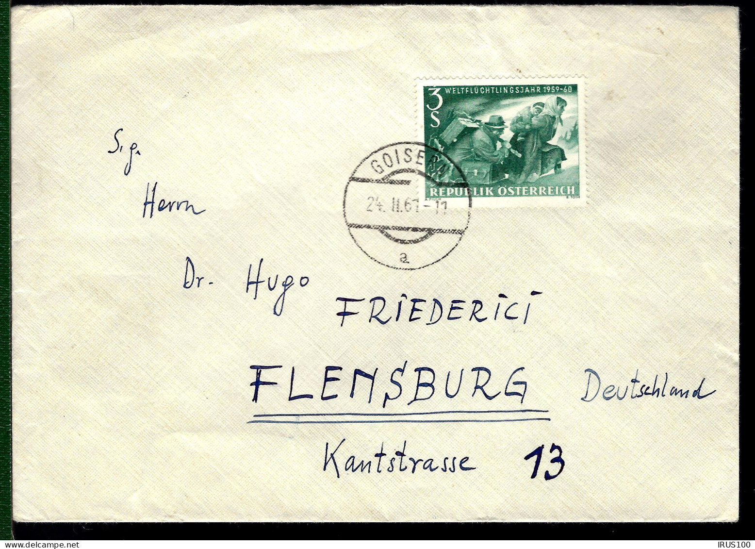 GOISERN - 1967 - POUR FLENSBURG - 3S FLÜCHTLINGSJAHR... - Lettres & Documents