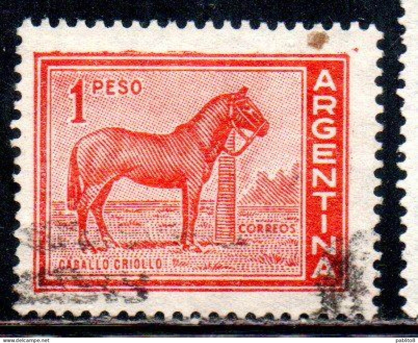 ARGENTINA 1959 1970 FAUNA ANIMALS DOMESTIC HORSE 1p USED USADO OBLITERE' - Usati