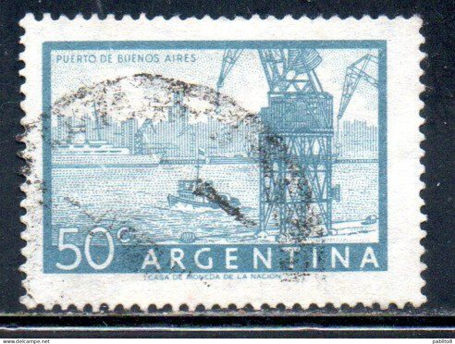 ARGENTINA 1954 1959 1956 BUENOS AIRES HARBOR 50c USED USADO OBLITERE' - Gebruikt