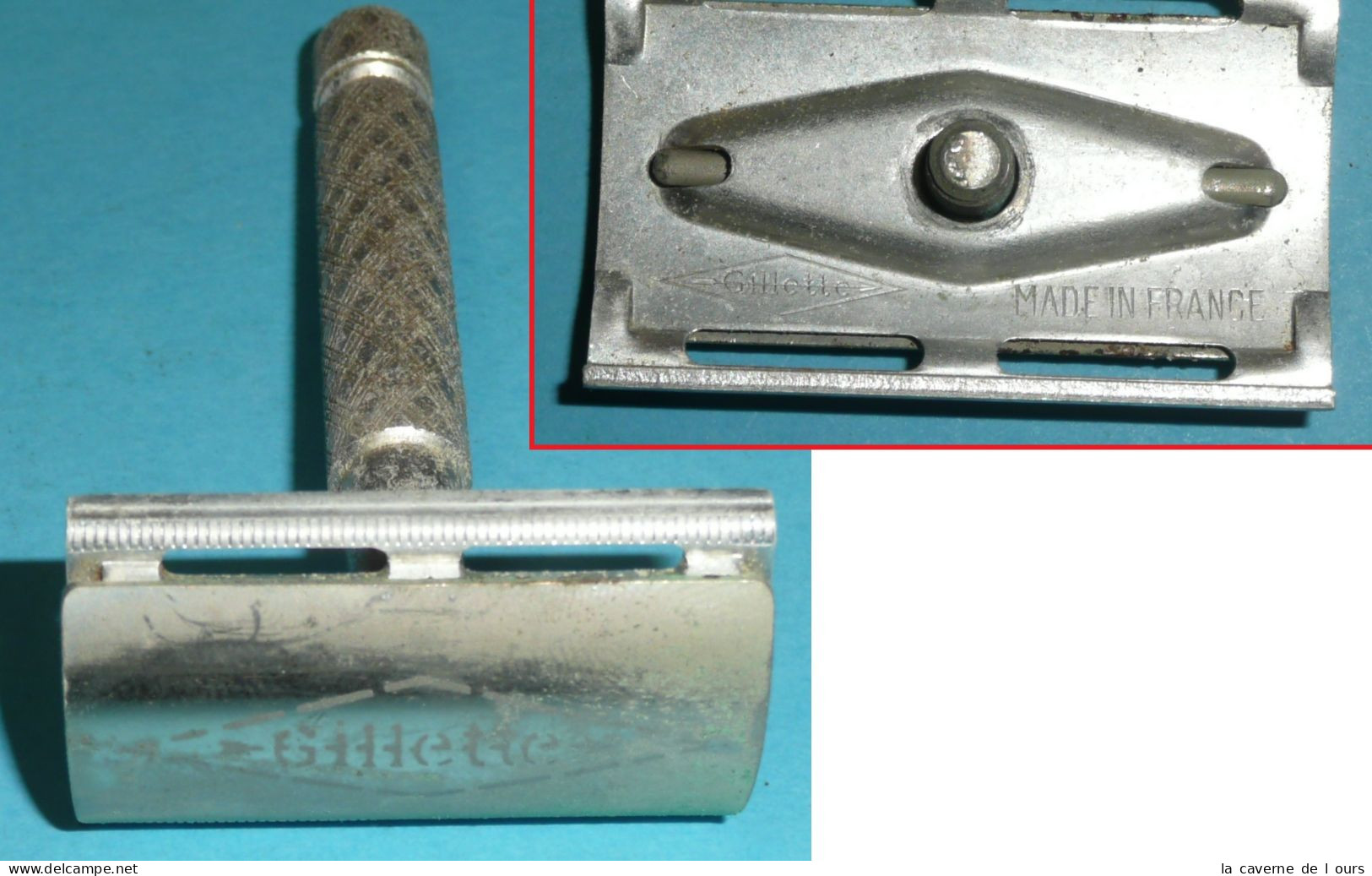 Ancien Coffret Rasage De Voyage. Gillette France, Rasoir à Main Aluminium, Barber Shop Safety Razor - Accessories