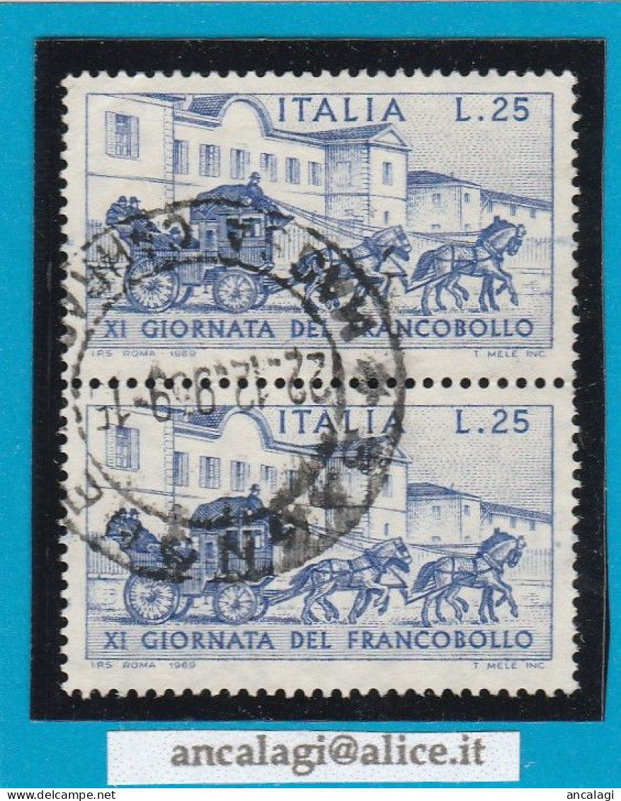 USATI ITALIA 1969 - Ref.0252B "11^ GIORNATA DEL FRANCOBOLLO" 1 Val. In Coppia - - 1961-70: Oblitérés
