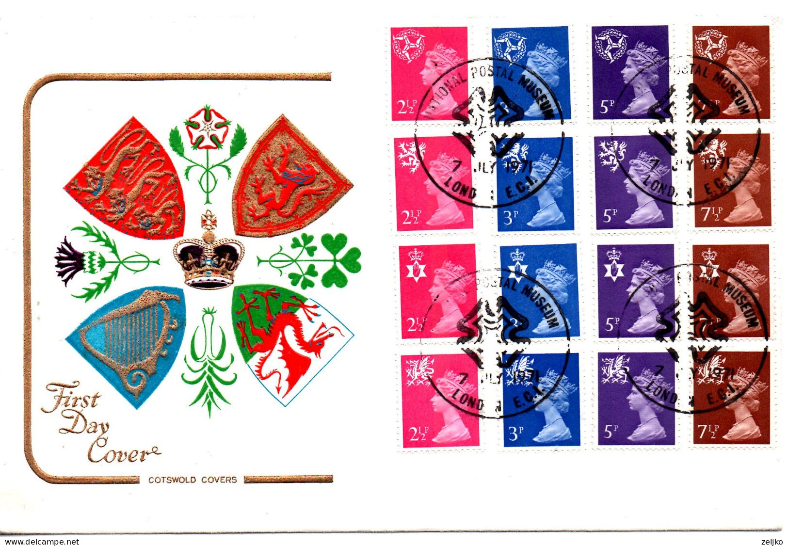 UK, GB, Great Britain, FDC, 1971, Queen Elizabeth, Regional Issues, Definitives - Zonder Classificatie