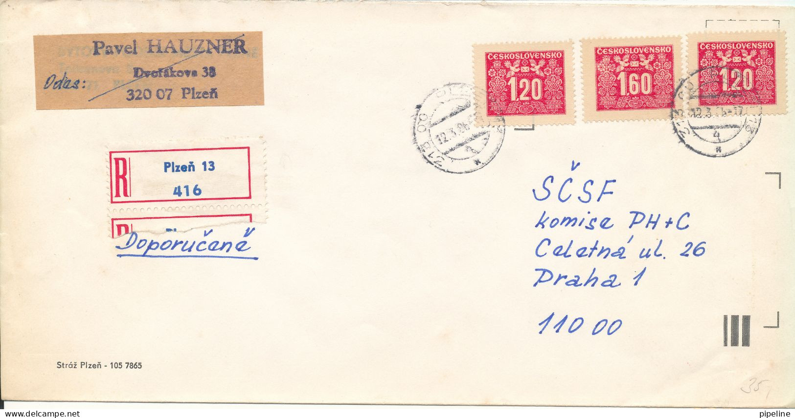 Czechoslovakia Registered Cover 12-3-1986 ??? - Brieven En Documenten