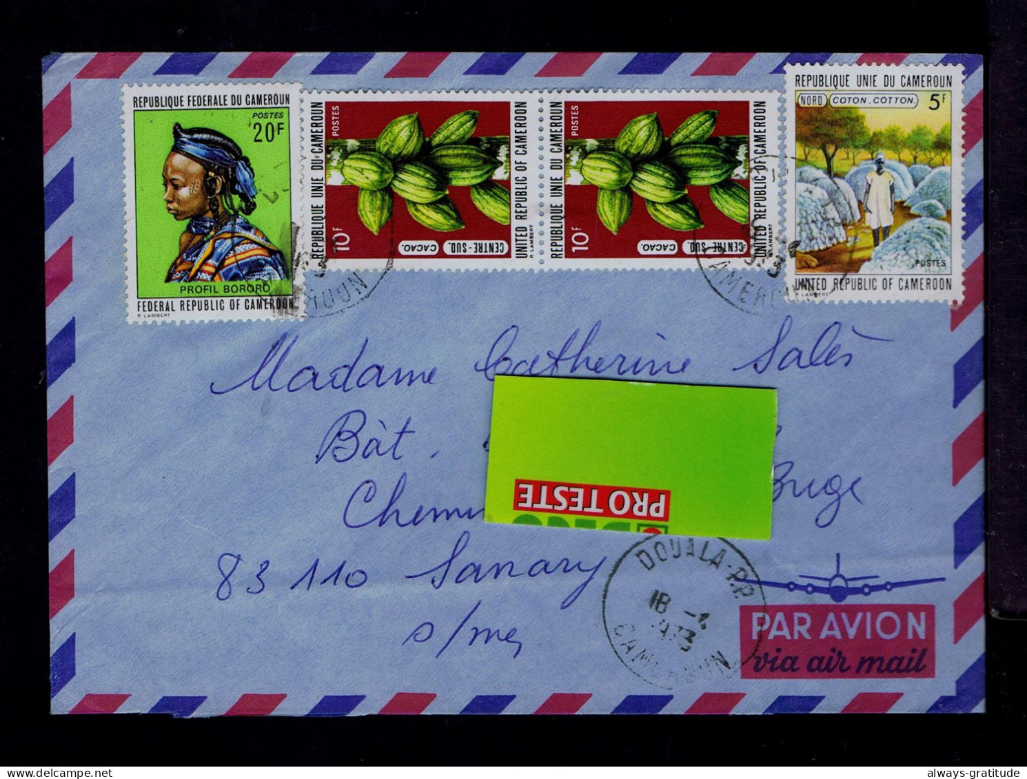 Sp10441 Fed.Rep.CAMEROON "profil Bororo" Textiles Fruits Cacao Cente-sud 2x COTON-cotton Mailed Douala »Sanary - Textile