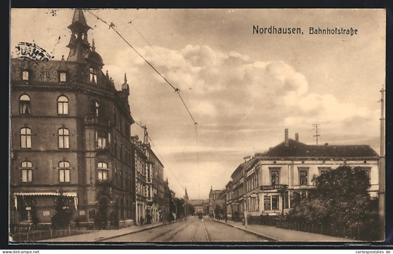AK Nordhausen, Bahnhofstrasse Mit Strassenbahn  - Nordhausen
