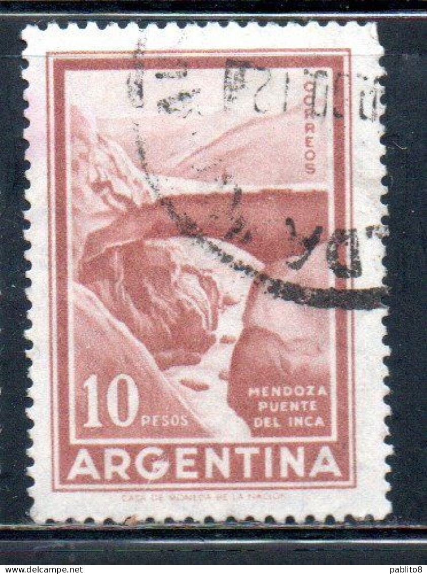 ARGENTINA 1959 1970 1966 INCA BRIDGE MENDOZA 10p USED USADO OBLITERE' - Gebruikt