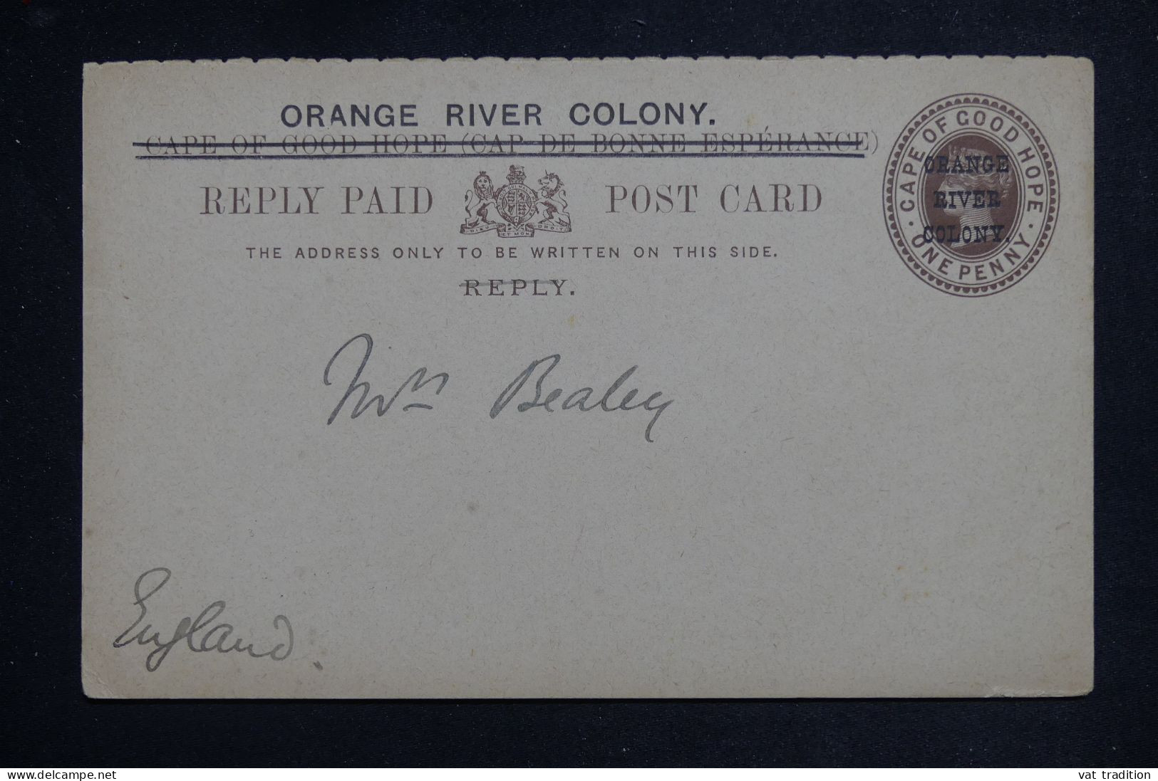 ORANGE - Entier Postal Type Victoria Surchargé écrit En 1901  - L 151144 - Orange Free State (1868-1909)