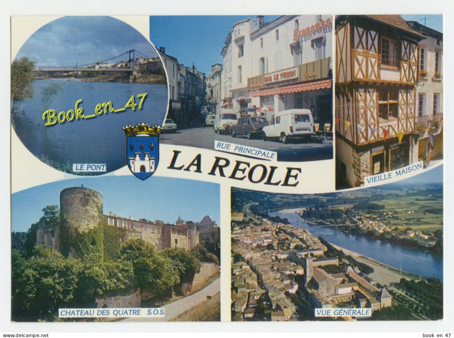 {87419} 33 Gironde La Réole Multivues ; Pont , Rue Principale , Château Quatre S.O.S. , Vue Générale ; Renault 4L R16 - La Réole