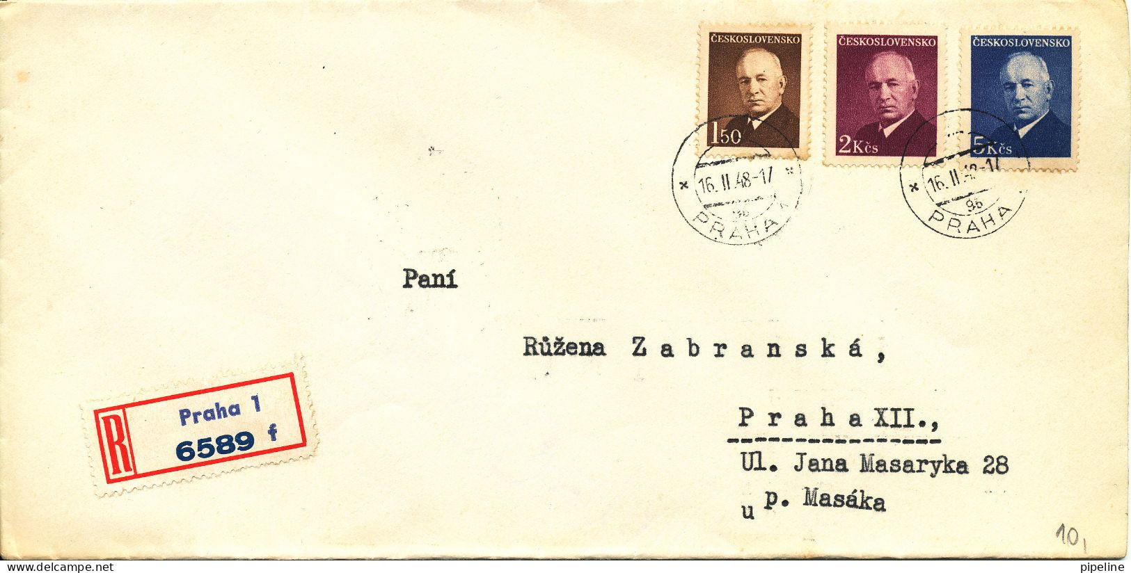 Czechoslovakia Registered Cover 16-11-1948 - Lettres & Documents