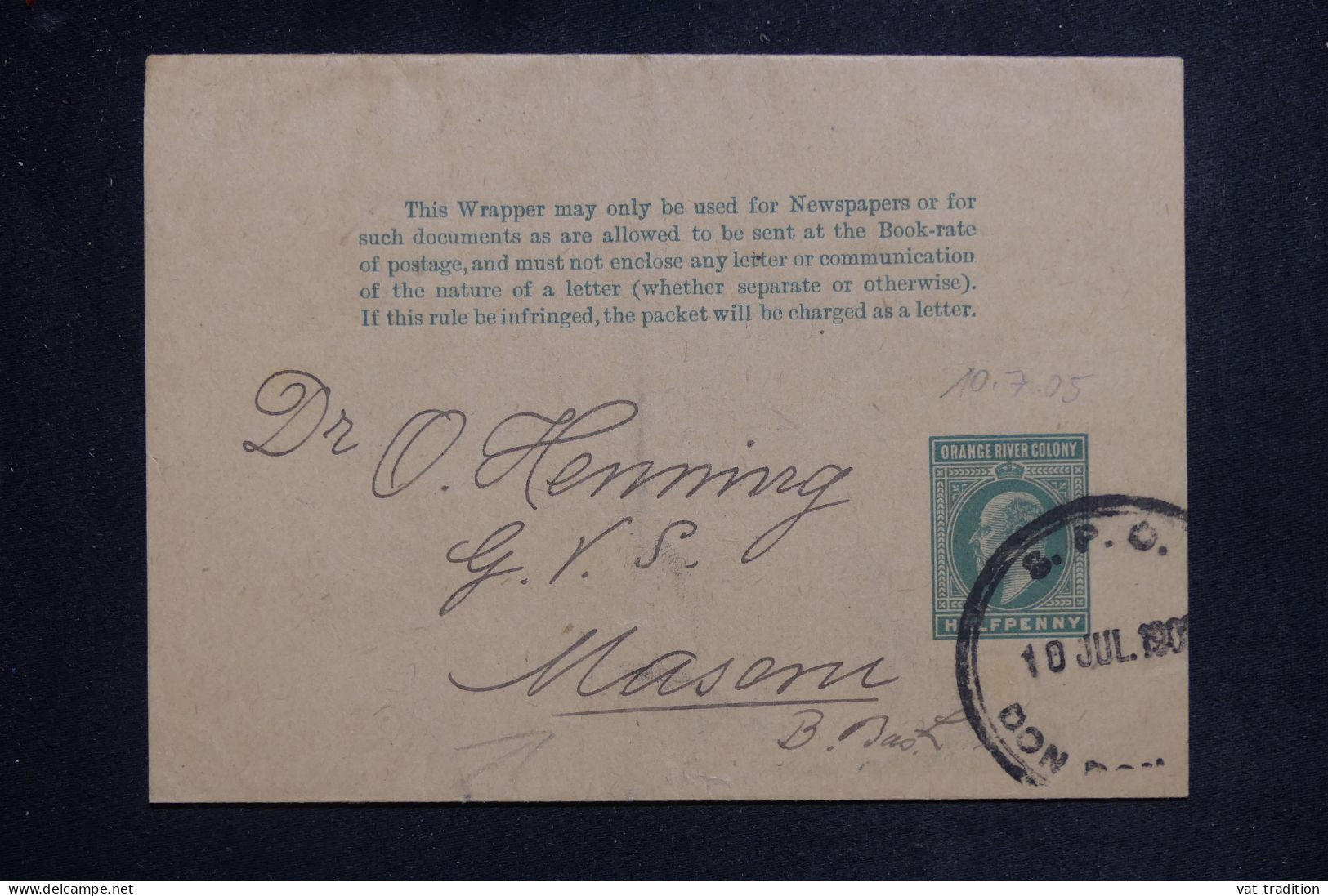 ORANGE - Entier Postal Voyagé - L 151155 - Orange Free State (1868-1909)