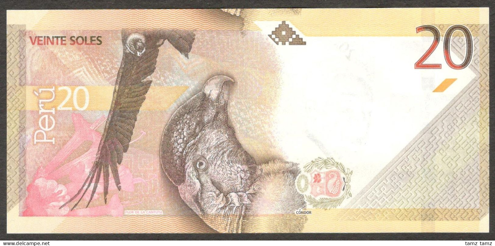 Peru 20 Nuevo Soles Jose Maria Arguedas Eagle P-197 2019 UNC - Perù