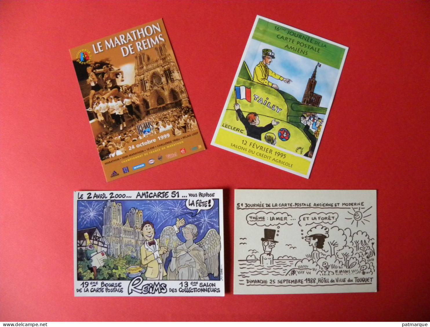 Amiens - Reins - Le Touquet - Journée De La Carte Postale - Lot De 4 Cartes - Bolsas Y Salón Para Coleccionistas