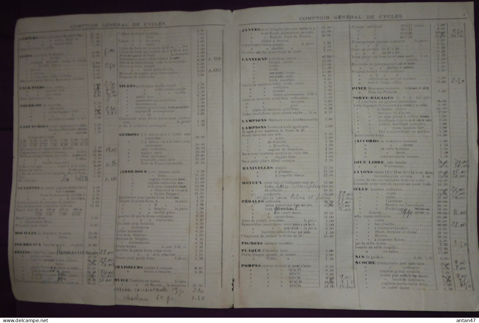 Tarifs Pièces Détachées 191? & 1 Facture 1920 / 10 SAINTE SAVINE TROYES / Cycles PRESTER / H CLERGE - Otros & Sin Clasificación