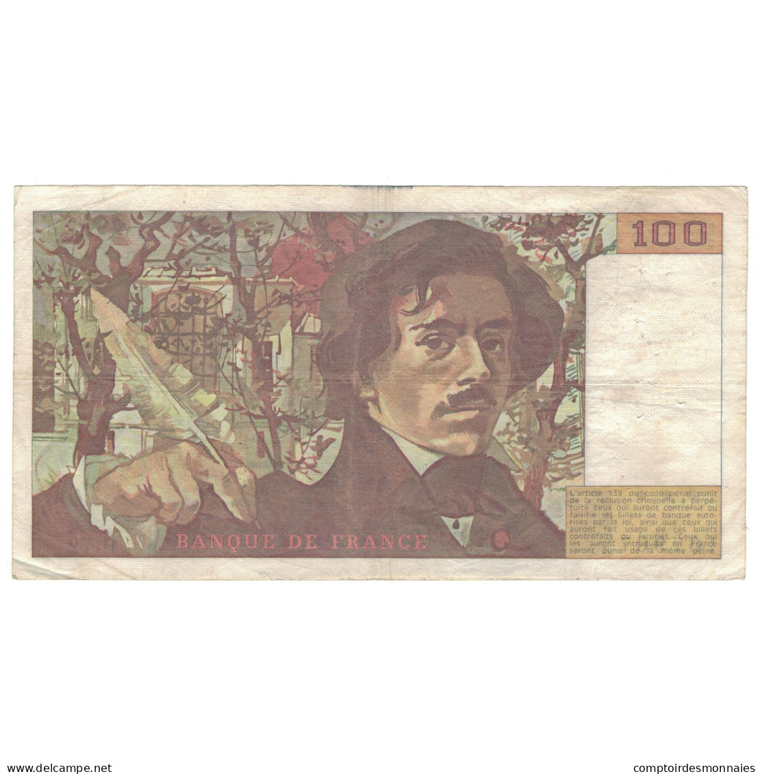 France, 100 Francs, Delacroix, 1984, H.72, TB, Fayette:69.8a, KM:154b - 100 F 1978-1995 ''Delacroix''