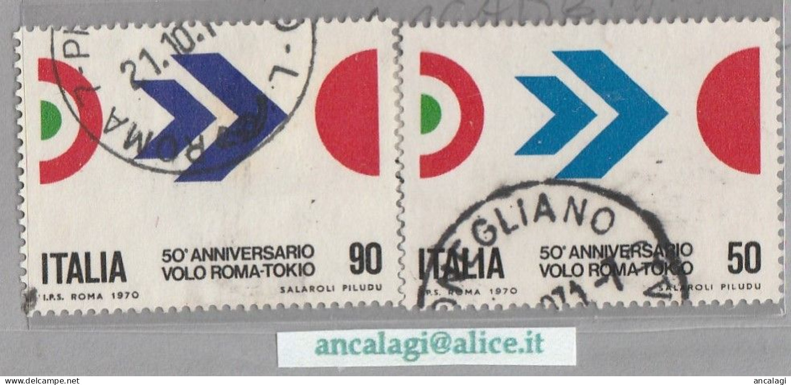 USATI ITALIA 1970 - Ref.0255B "1° Volo ROMA-TOKIO" Serie Di 2 Val. - - 1961-70: Afgestempeld