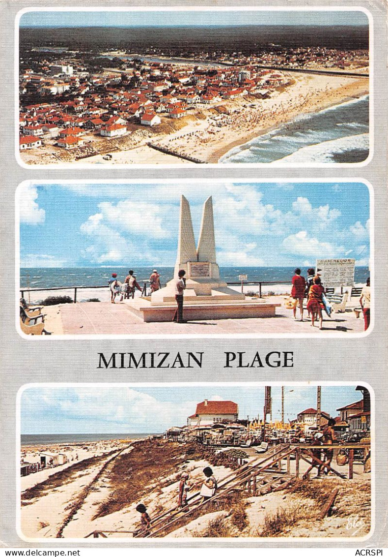 MIMIZAN PLAGE Vue Gérérale, Le Monument Les Ailes, La Grande Plage    1 (scan Recto Verso)MH2956 - Mimizan Plage