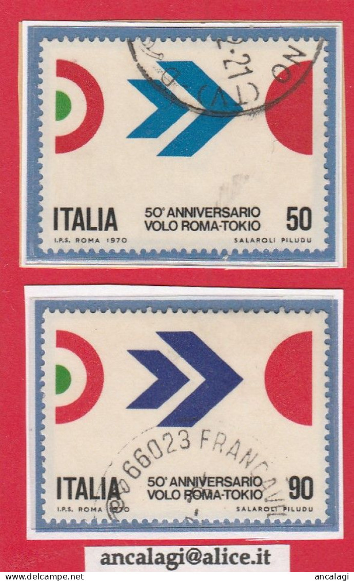 USATI ITALIA 1970 - Ref.0255C "1° Volo ROMA-TOKIO" Serie Di 2 Val. - - 1961-70: Afgestempeld