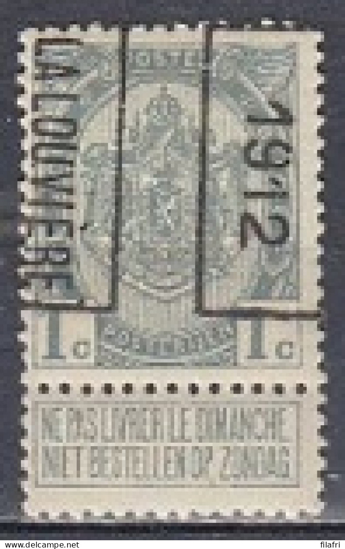 1844 Voorafstempeling Op Nr 81 - LA LOUVIERE 1912 - Positie B - Rollenmarken 1910-19