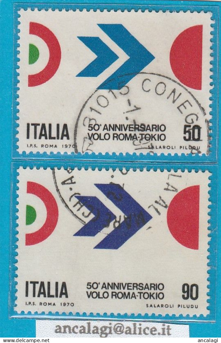 USATI ITALIA 1970 - Ref.0255D "1° Volo ROMA-TOKIO" Serie Di 2 Val. - - 1961-70: Afgestempeld