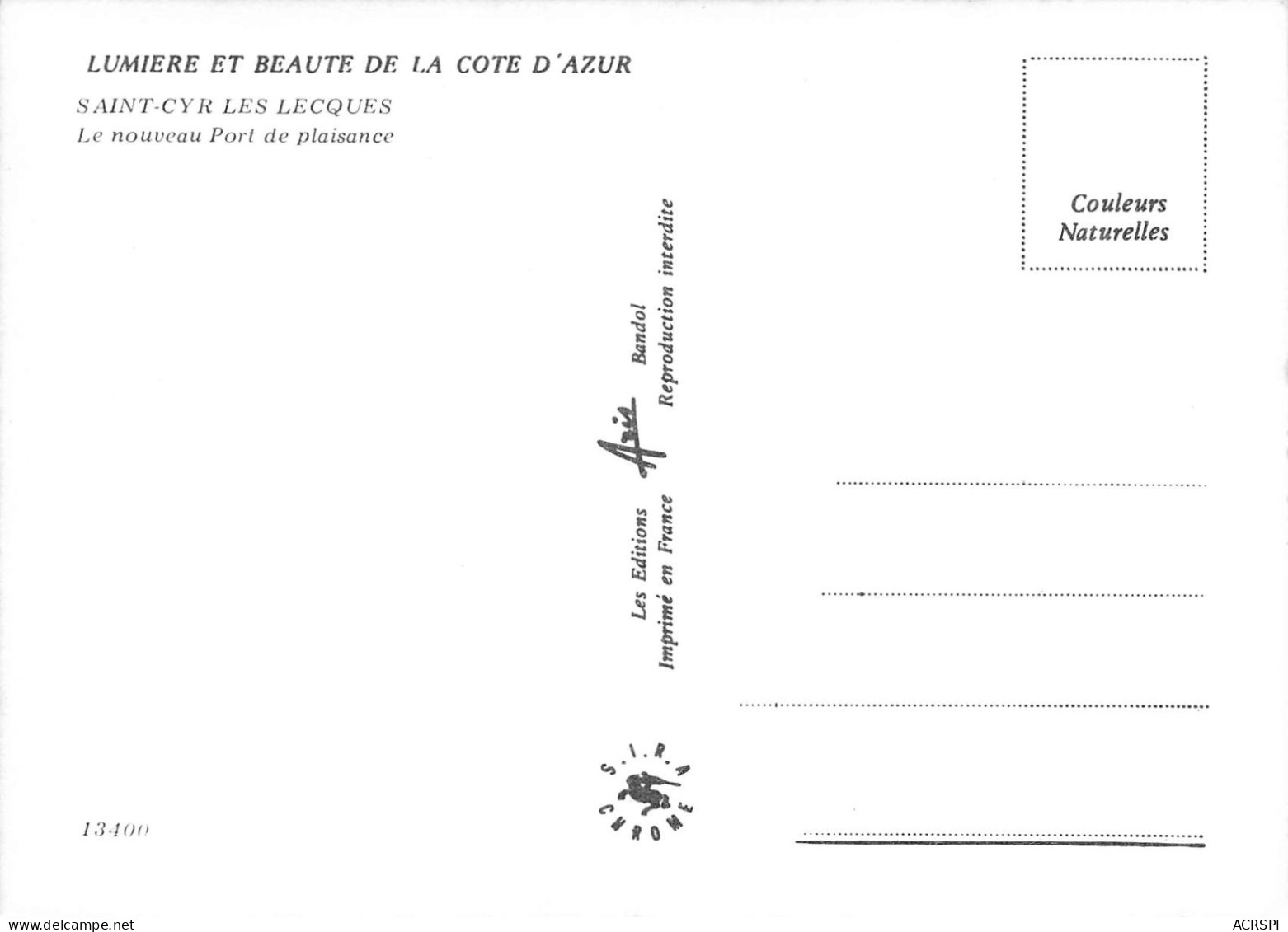 ST CYR  LES LECQUES  Le Nouveau Port De Plaisance    20 (scan Recto Verso)MH2987 - Saint-Cyr-sur-Mer