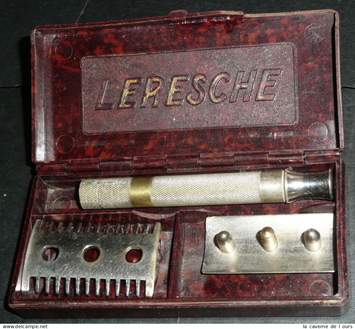 Rare Coffret Rasage De Voyage. LERESCHE, Rasoir à Main, Boite Bakélite, Barber Shop Safety Razor - Materiale Di Profumeria