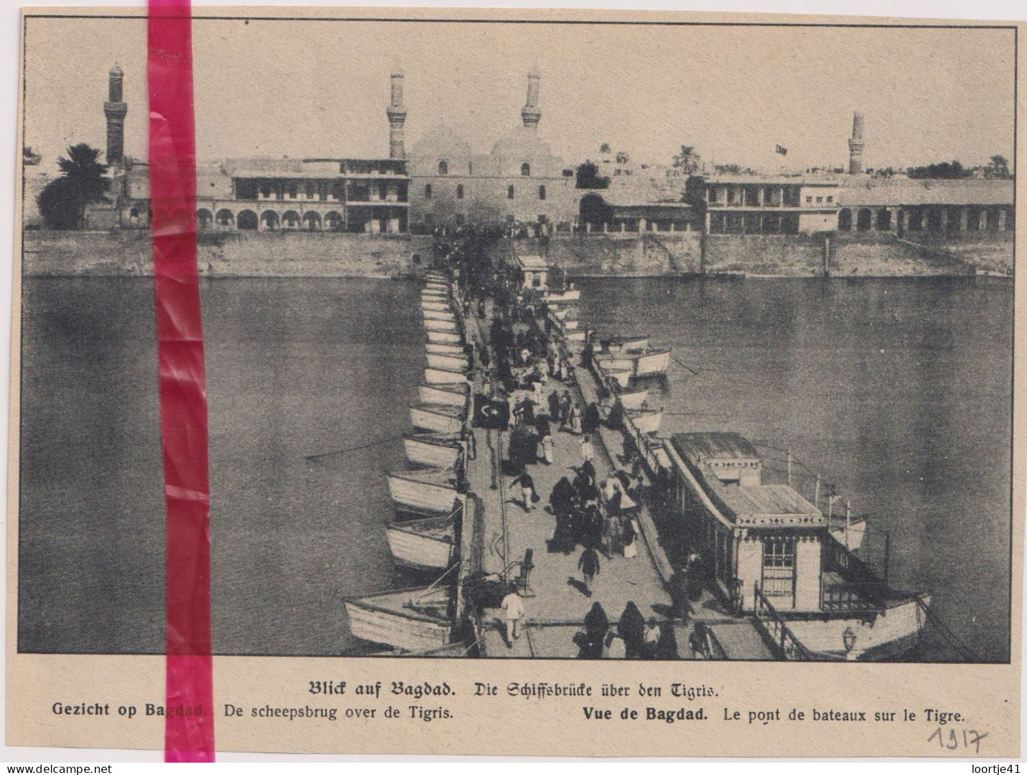 Oorlog Guerre 14/18 - Bagdad Brug Tigris, Pont De Bateaux - Orig. Knipsel Coupure Tijdschrift Magazine - 1917 - Non Classés