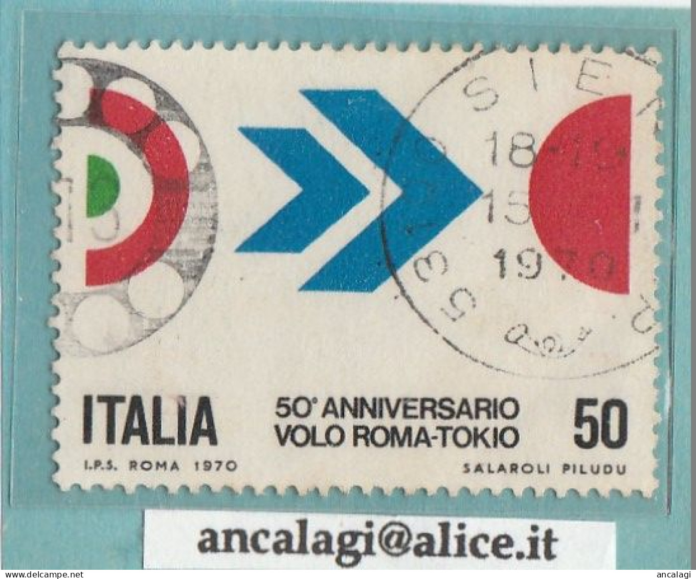 USATI ITALIA 1970 - Ref.0255 "1° Volo ROMA-TOKIO" 1val. - - 1961-70: Afgestempeld