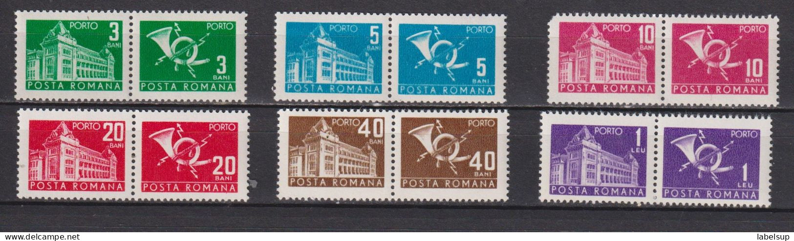 Lot De Timbres Taxes Neufs** De Roumanie De 1970 YT 127a à 132a MI 107 à 112 MNH - Neufs