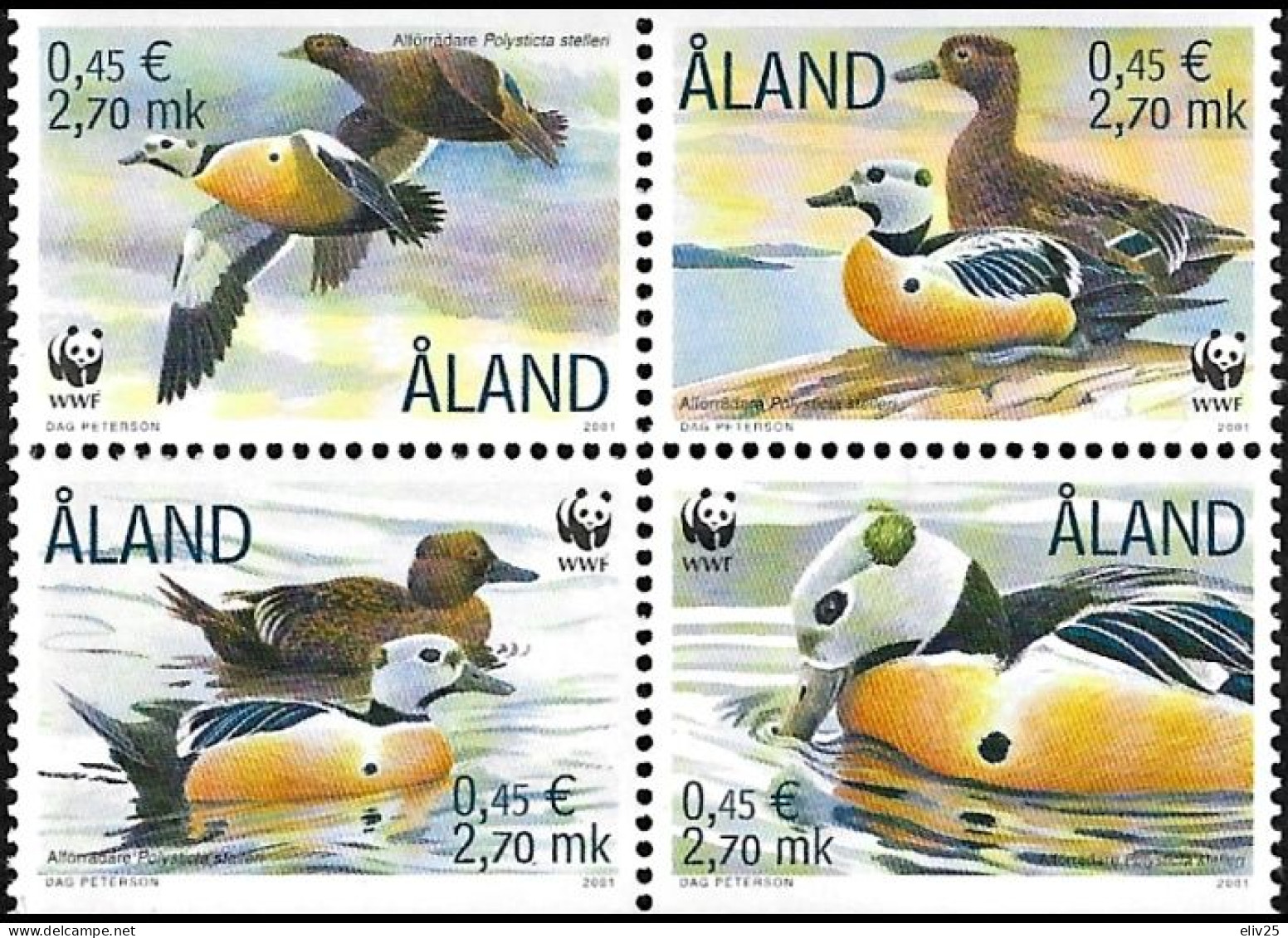 Aland 2001, WWF Birds Common Duck - Block Of 4 V. MNH - Ungebraucht