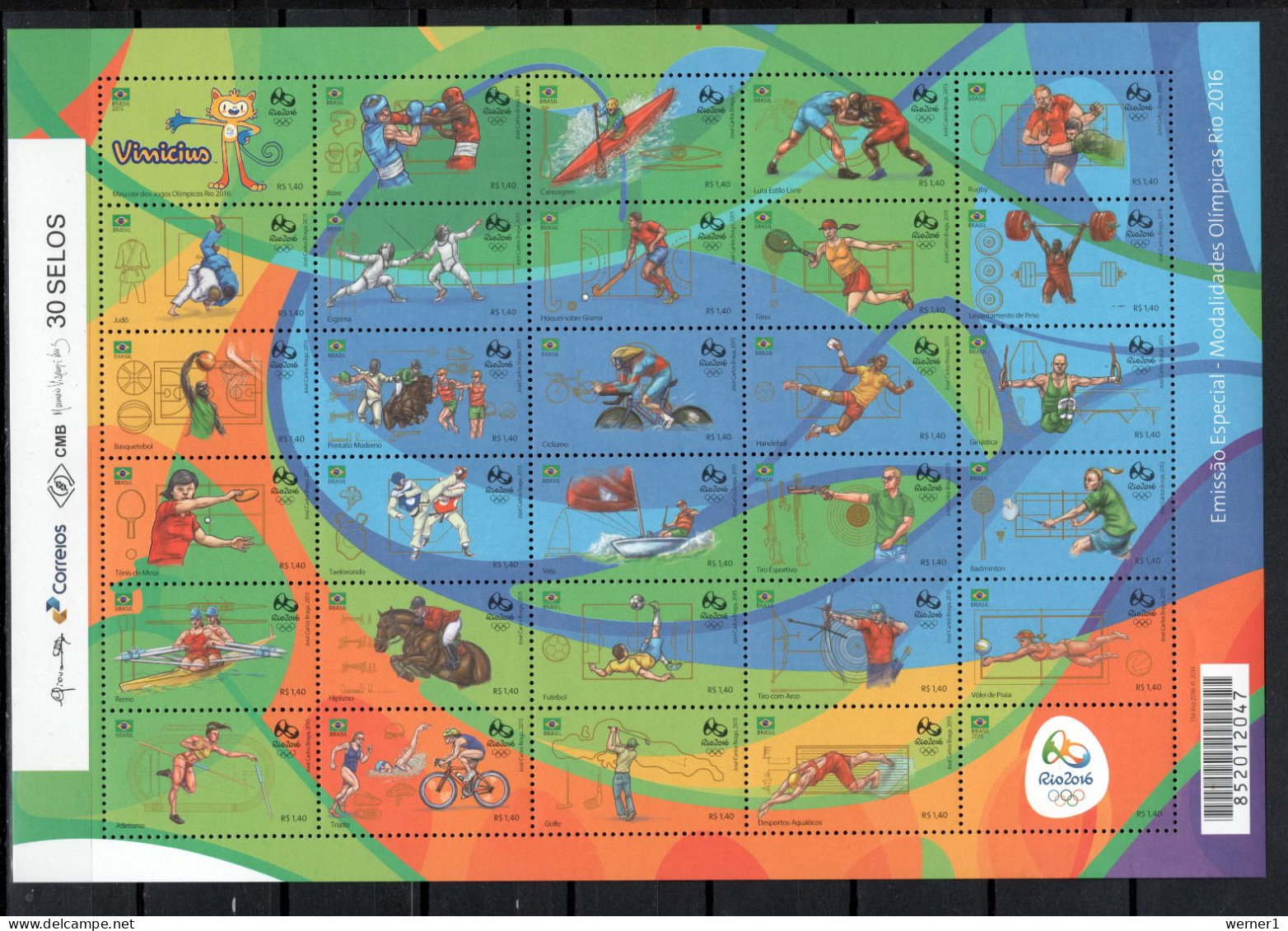 Brazil 2015 Olympic Games Rio De Janeiro Sheetlet MNH - Zomer 2016: Rio De Janeiro