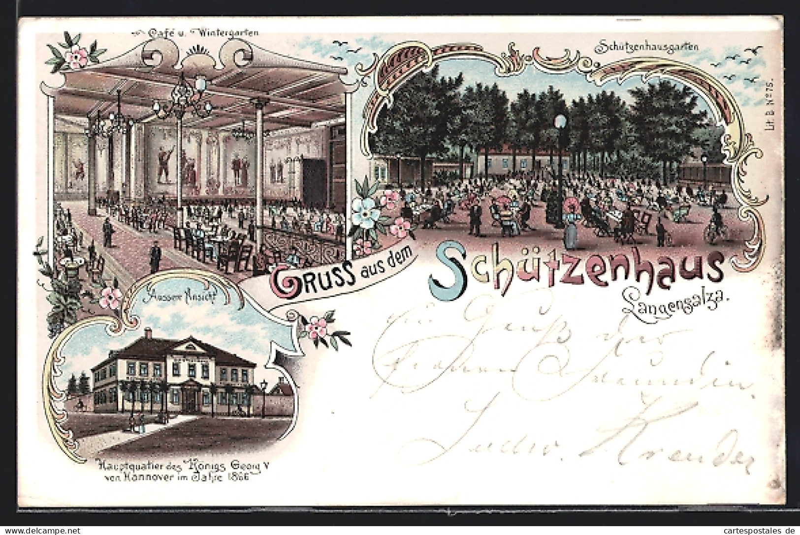 Lithographie Langensalza, Schützenhaus, Café Und Wintergarten, Schützenhausgarten  - Bad Langensalza