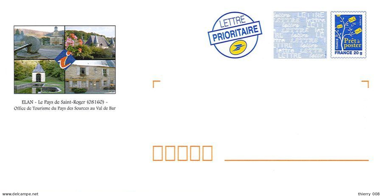 045 Enveloppes Prêt à Poster PAP 08 Ardennes Elan Diverses Vues Le Pays De Saint Roger Office De Tourisme Du Val De Bar - PAP : Bijwerking /Logo Bleu