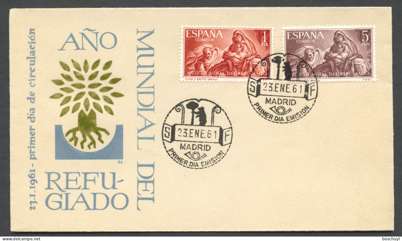 Spain, 1961, World Refugee Year, WRY, United Nations, FDC, Michel 1221-1222 - FDC