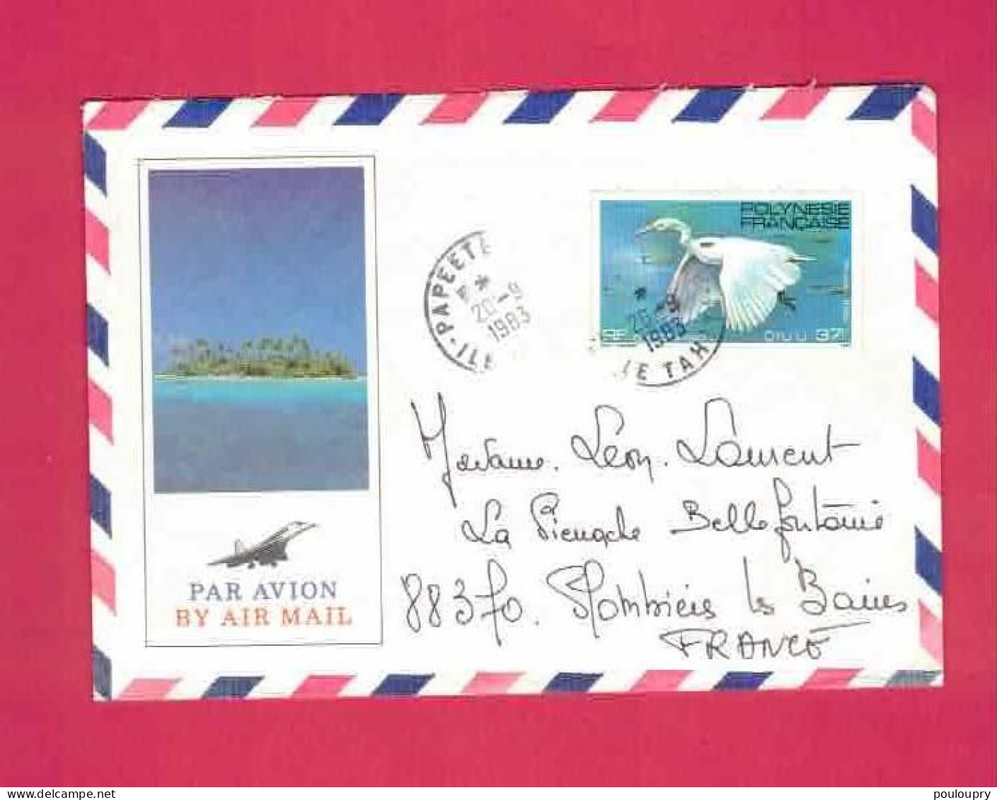 Lettre De 1983 Pour La France - YT N° 189 - Oiseau - Egretta Sacra - Aigrette - Brieven En Documenten