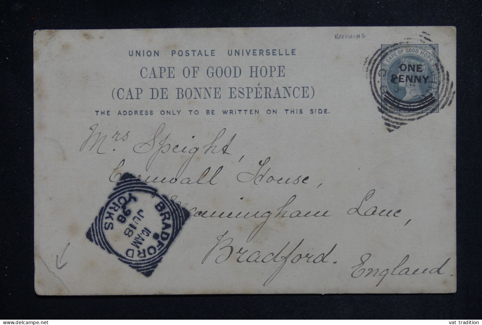 CAP DE BONNE ESPÉRANCE - Entier Postal Pour Bradford En 1898 - L 151184 - Cape Of Good Hope (1853-1904)