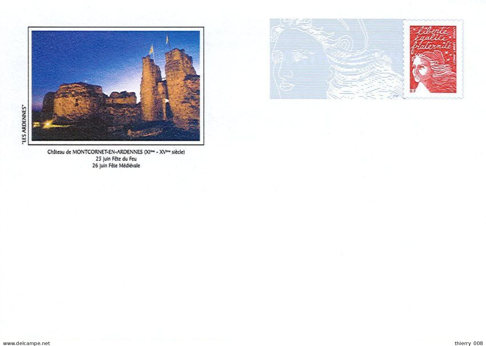 082 Enveloppes Prêt à Poster PAP 08 Ardennes Luquet Montcornet En Ardenne Château Fête Du Feu Fête Médiévale - PAP: Ristampa/Luquet