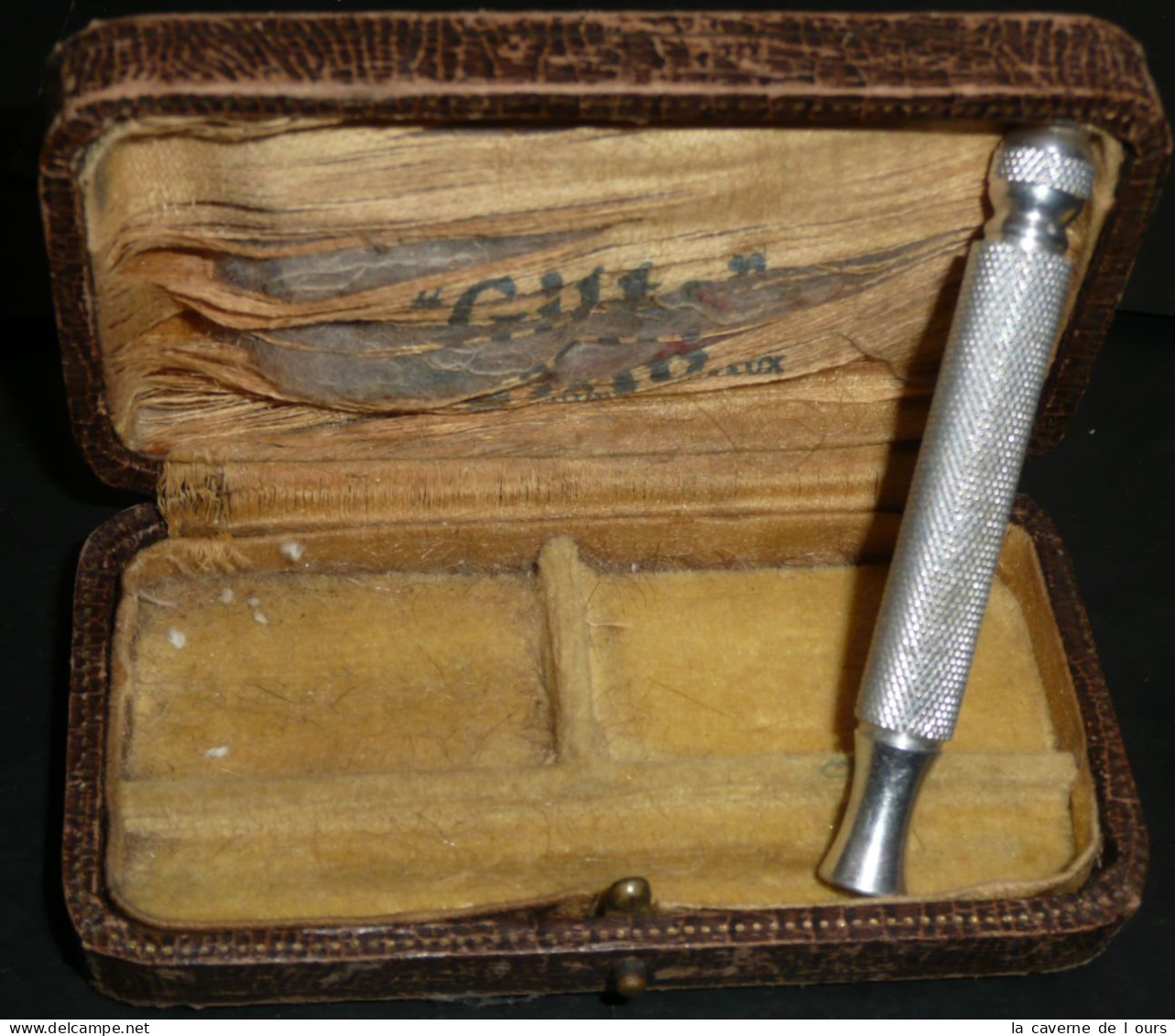 Rare Coffret Rasage De Voyage. Gillette England, Rasoir à Main Aluminium, Barber Shop Safety Razor - Accesorios